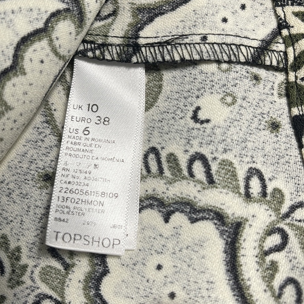 NWT Shop Top, Paisley Women's Sheer sleeve back zippered shirt Size 6 - Picture 10 of 11
